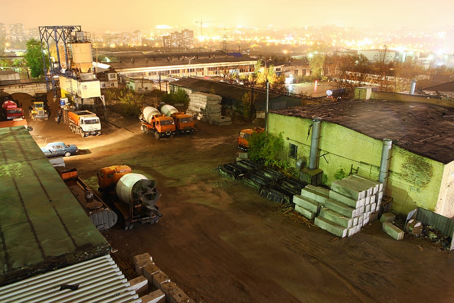 night, city, scene, Ufa, green, cars, architecture, high angle view HD wallpaper