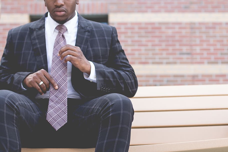 blazer, man, guy, necktie, ring, african american, bricks, wall HD wallpaper