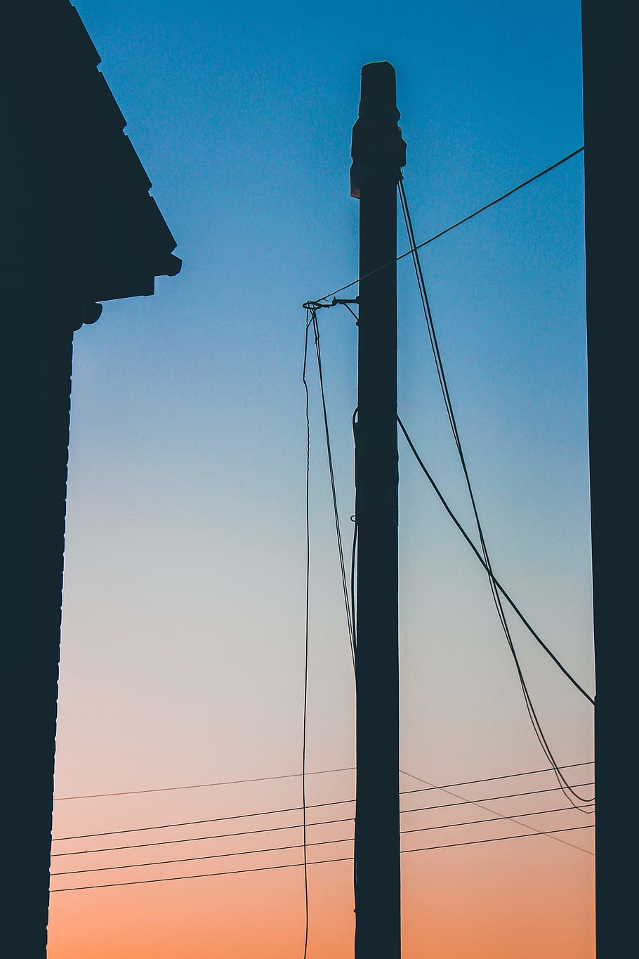 utility pole, cable, outdoors, power lines, electric transmission tower HD wallpaper
