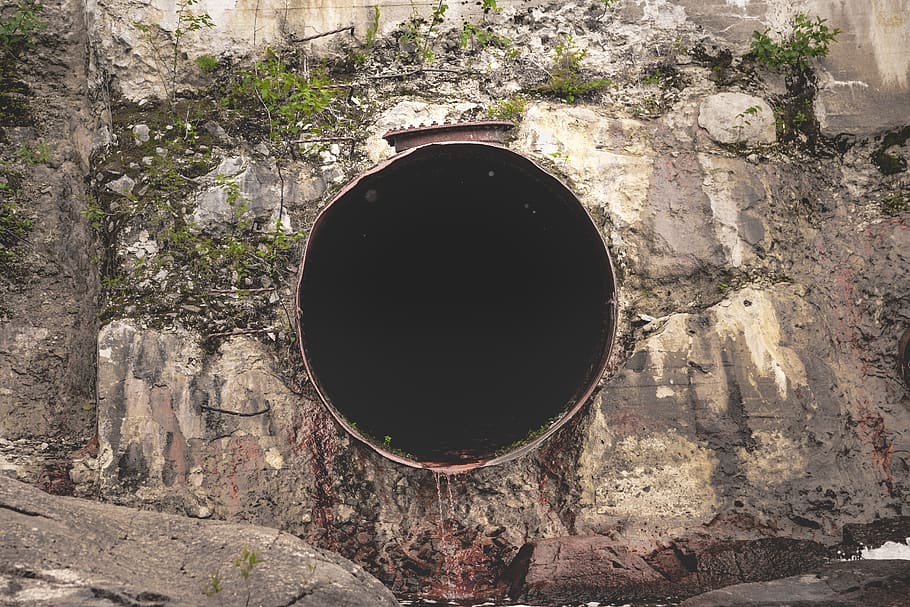 hole, fear, black hole, rusty, pipe, big, unknow, huge, rocks, HD wallpaper