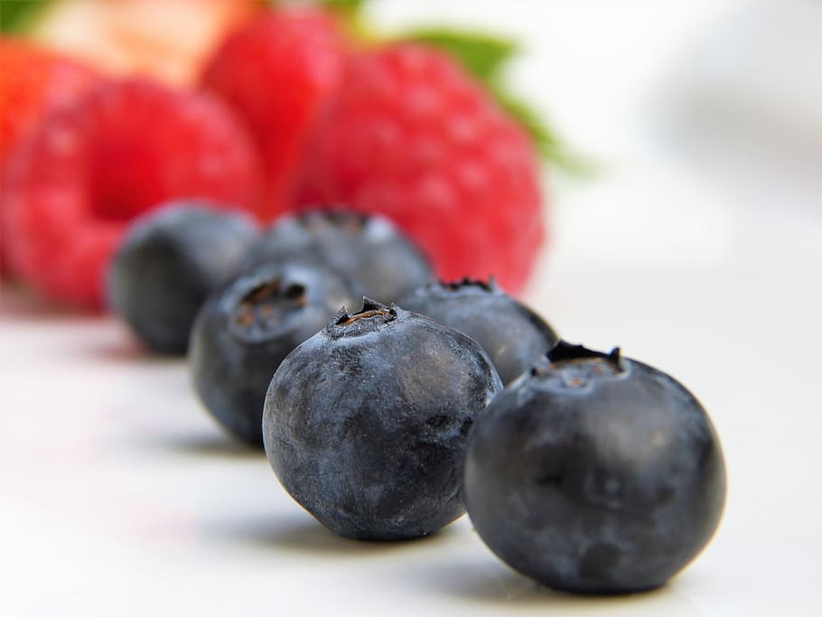 Selective Focus Photography of Blueberries, bio, close-up, confection HD wallpaper