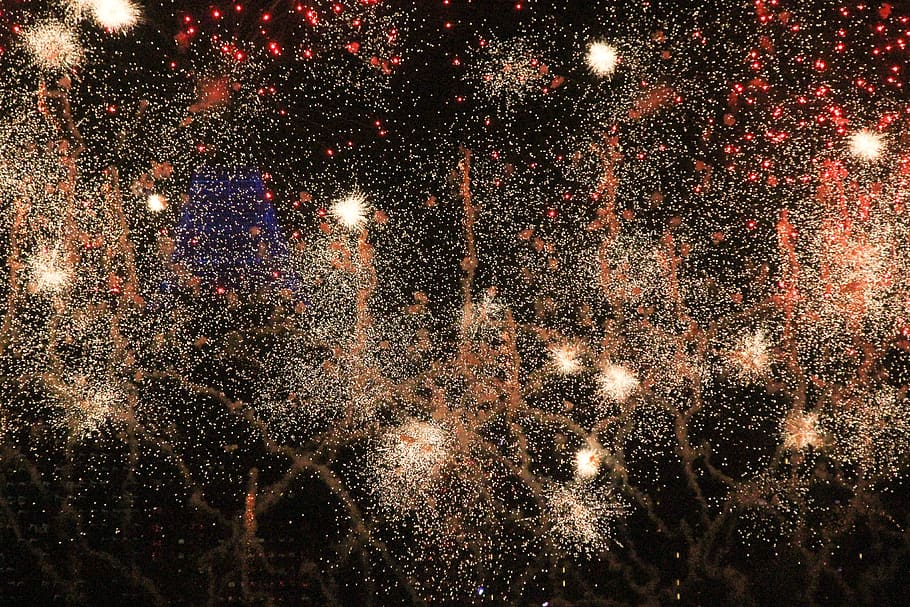 fireworks at night-time, illuminated, no people, celebration HD wallpaper