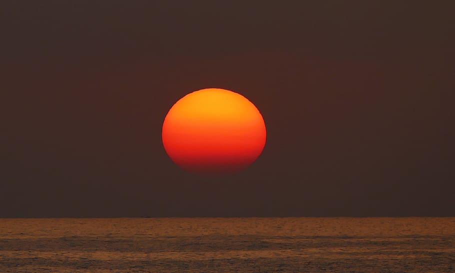 sunset, mediterranean, sky, water, beach, dusk, coast, abendstimmung HD wallpaper