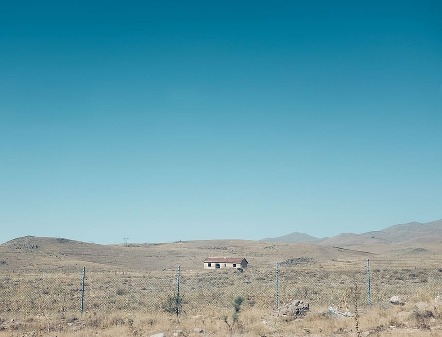 house, mountain, landscape, environment, sky, blue, scenics - nature HD wallpaper