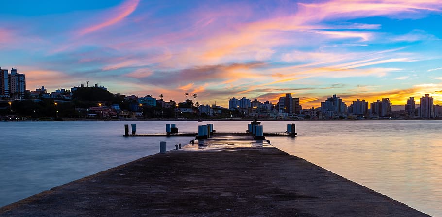 pier, mar, sky, sol, colorful, built structure, architecture HD wallpaper