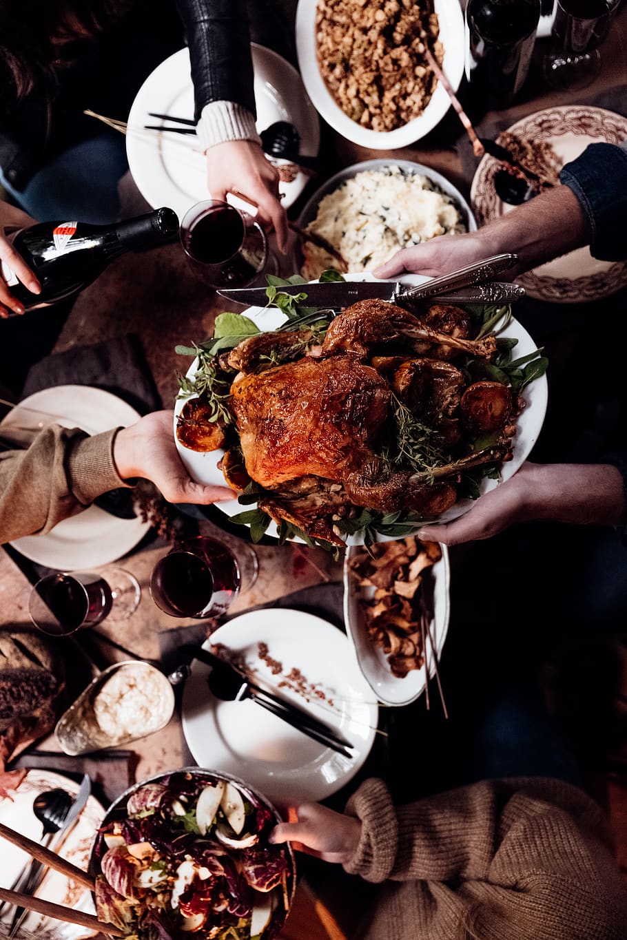roasted chicken on plate, food and drink, freshness, human hand HD wallpaper