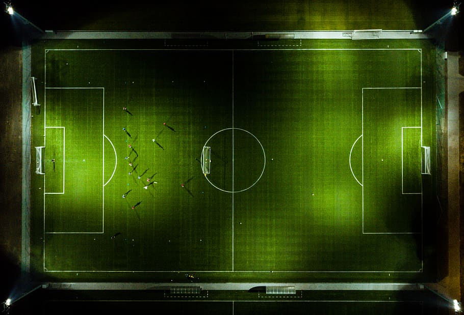 soccer field screenshot, sport, green color, illuminated, team sport HD wallpaper