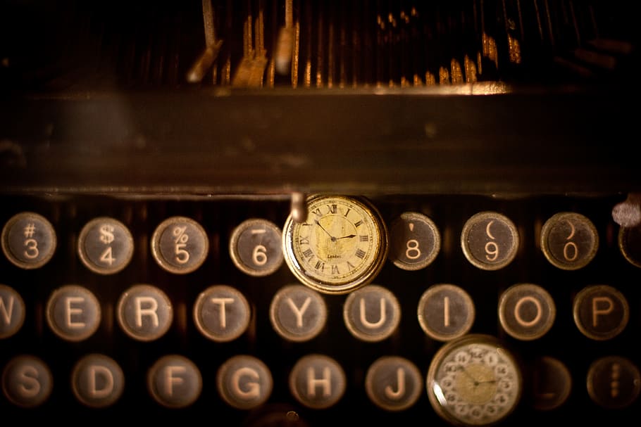 brown and gray typewriter, antique, number, indoors, no people HD wallpaper