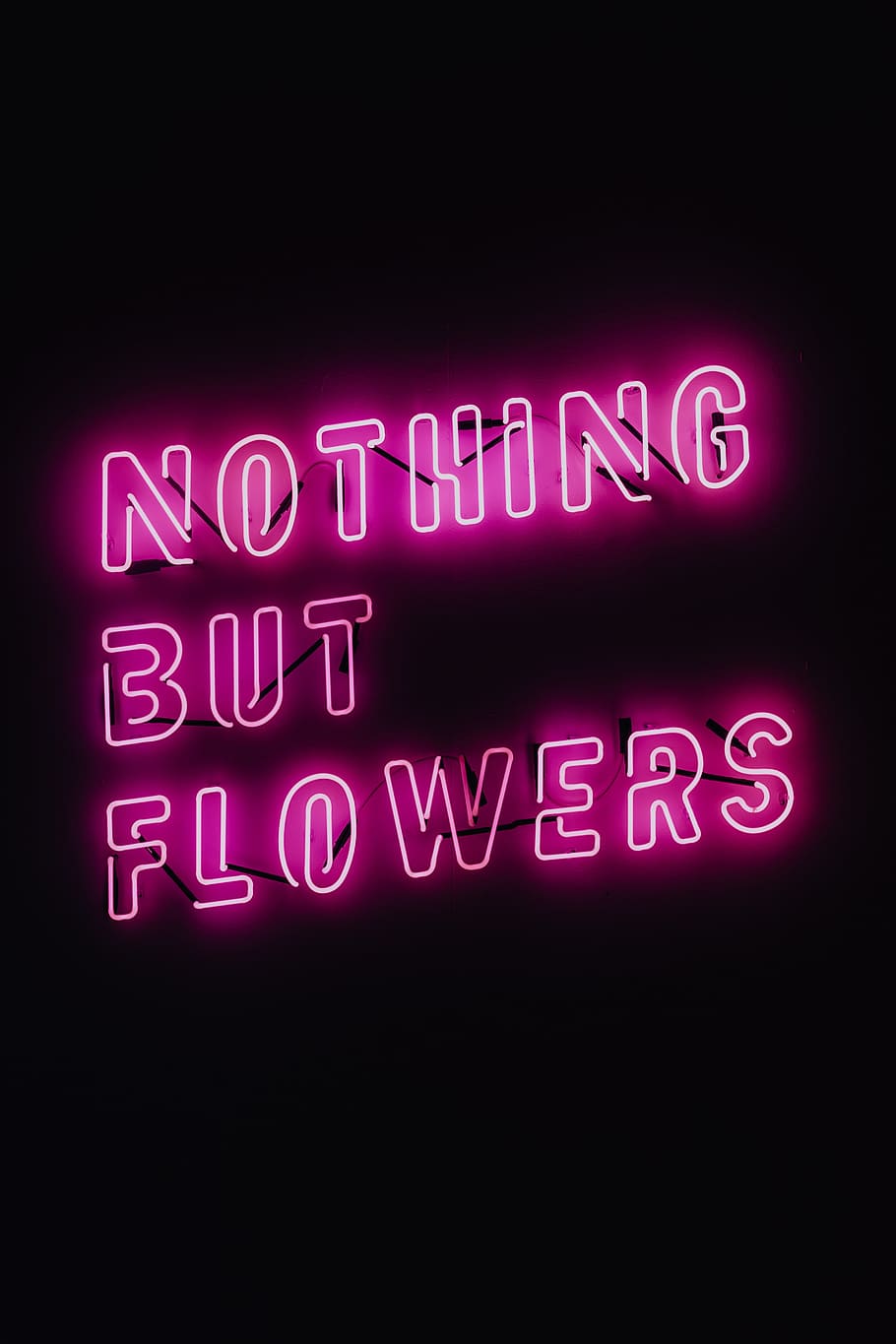 Nothing But Flowers Glowing Neon, quote, light, pink, ŁDF, lodz design festival