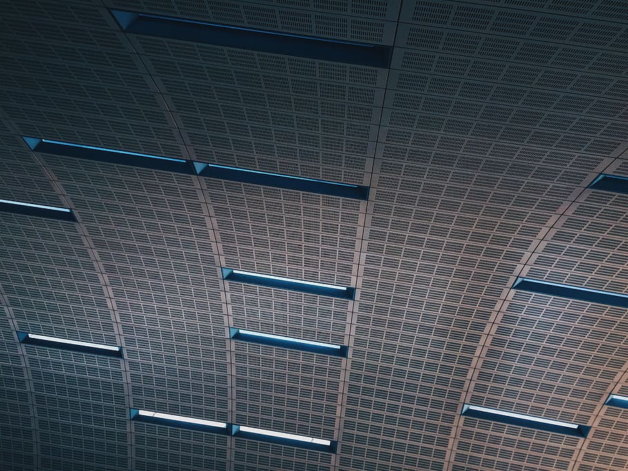 Brown Concrete Ceiling, architecture, blue, building, design HD wallpaper