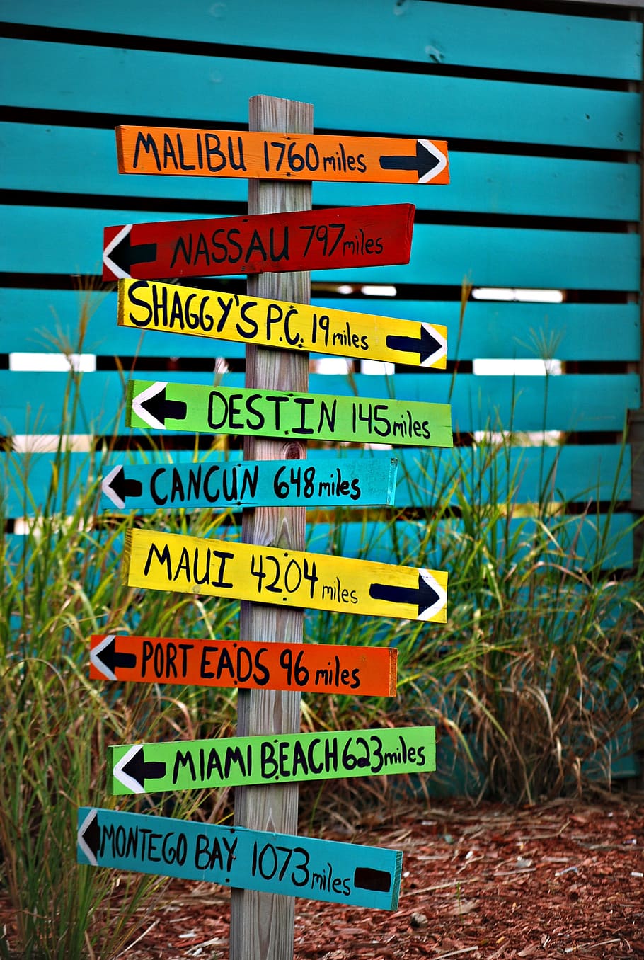 Brown Wooden Destination Arrow Guide, direction, information HD wallpaper