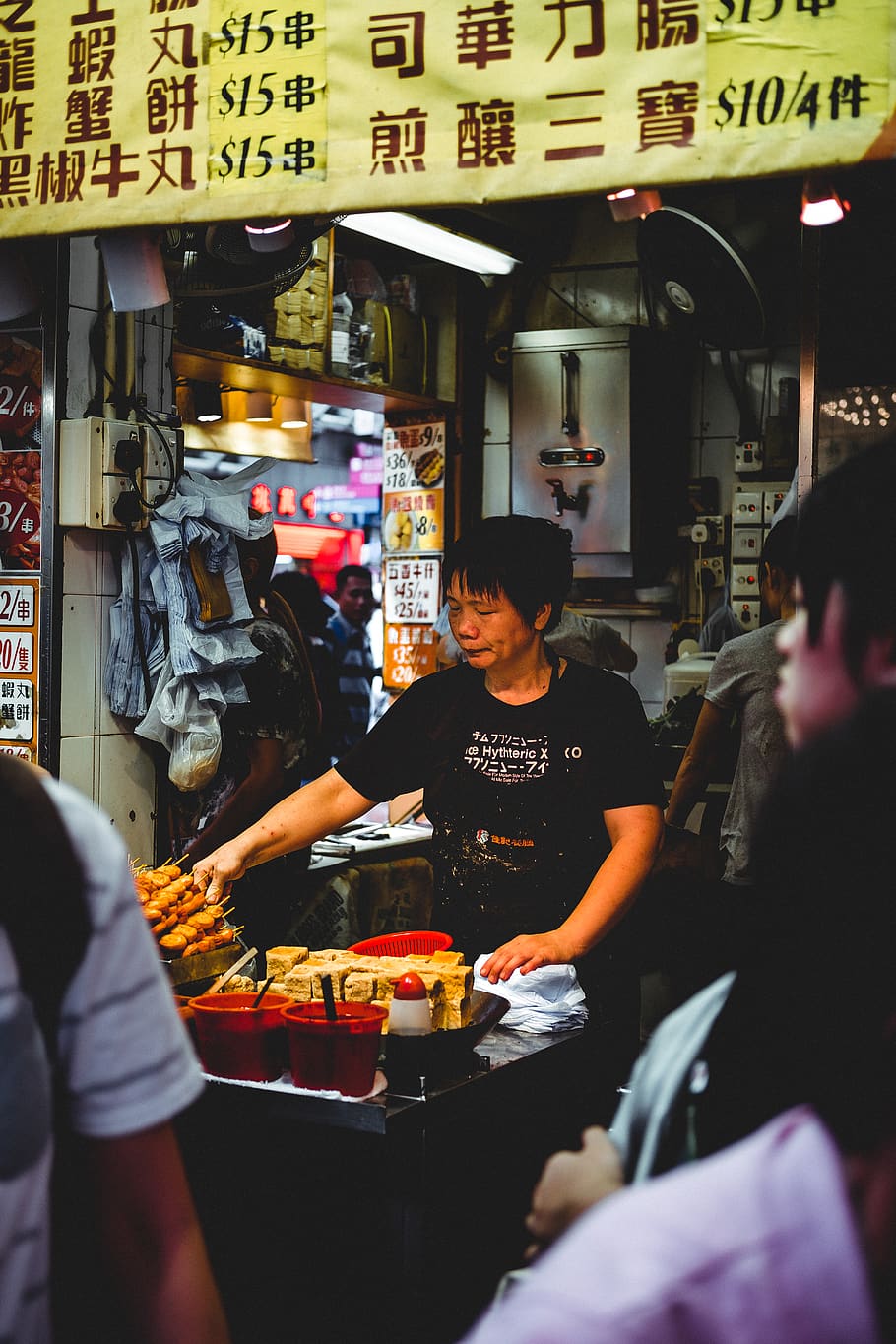 woman cooking in street market place, human, person, food, hong kong, HD wallpaper
