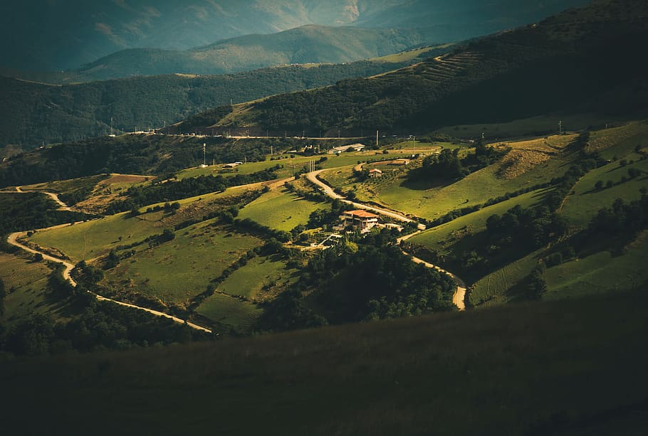 nature, landscape, sky, green, mountain, grass, home, scenics - nature HD wallpaper