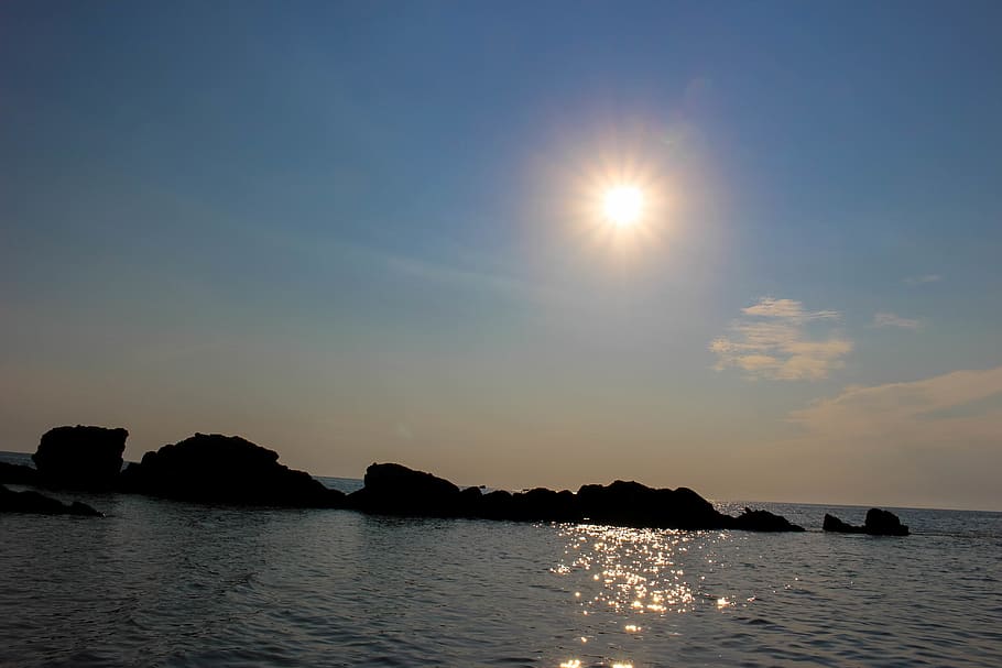 greece, corfu, sunset, beach, sky, water, beauty in nature HD wallpaper