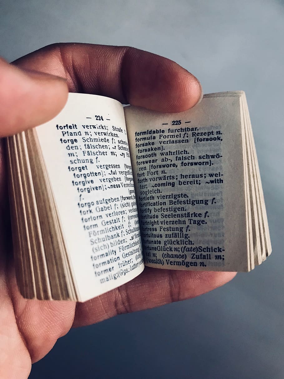 mini, small, tiny, miniscule, book, german, red, human hand HD wallpaper