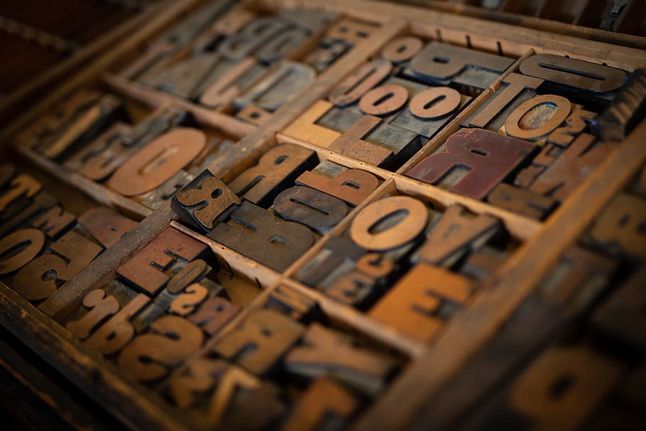 brown letters decors, selective focus, alphabet, typescript, communication HD wallpaper