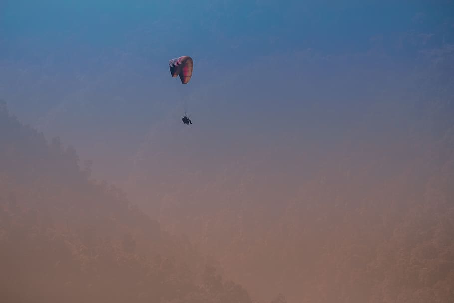 paragliding, pokhara, nepal, adventure, extreme sports, flying, HD wallpaper