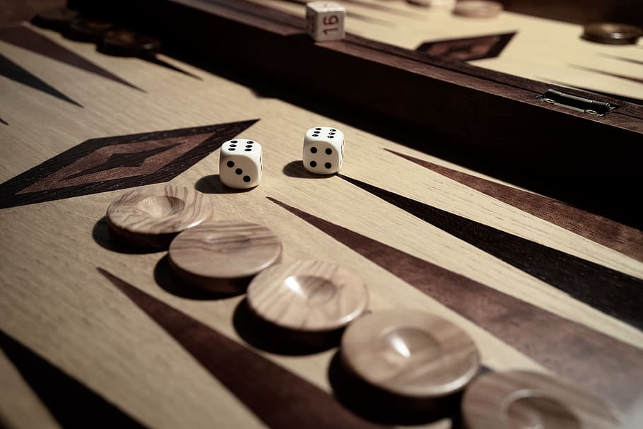 cube, backgammon, strategy, play, board game, game board, luck