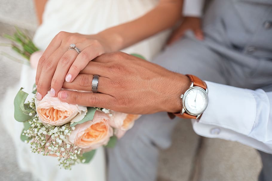bride, couple, groom, hands, holding hands, love, man, marriage HD wallpaper
