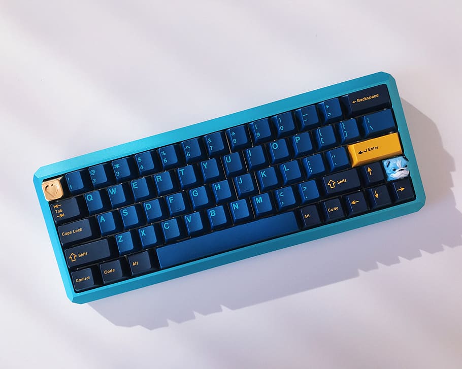 blue cordless keyboard, computer hardware, computer keyboard HD wallpaper