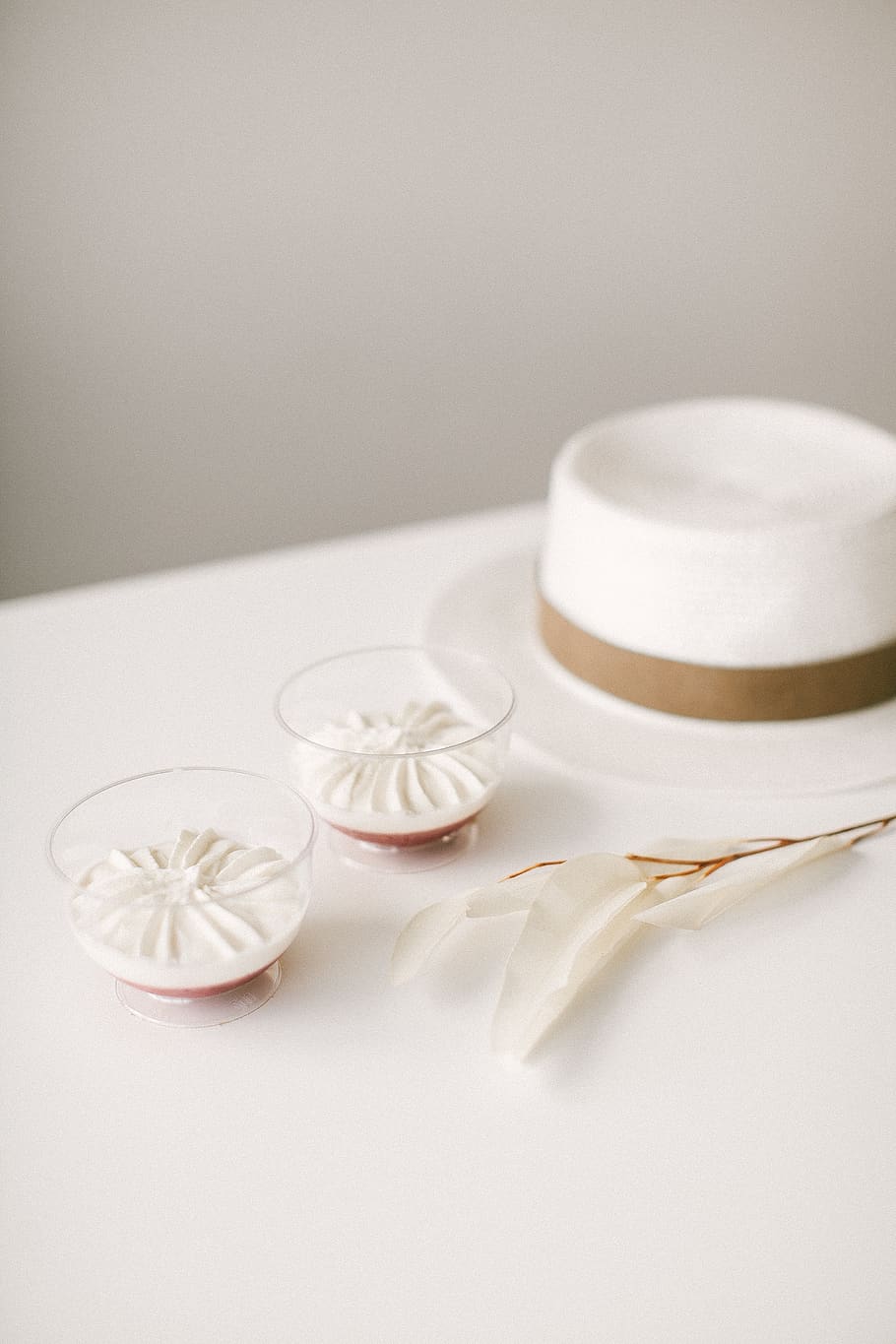 White and Brown Hat, close-up, indoors, table, still life, food and drink HD wallpaper