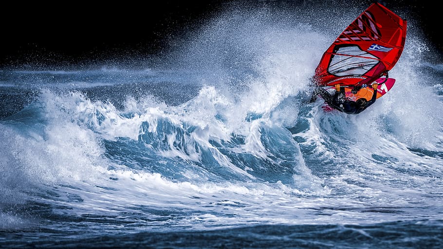 Person Riding on Surfboard, action, adventure, beach, crash, danger HD wallpaper