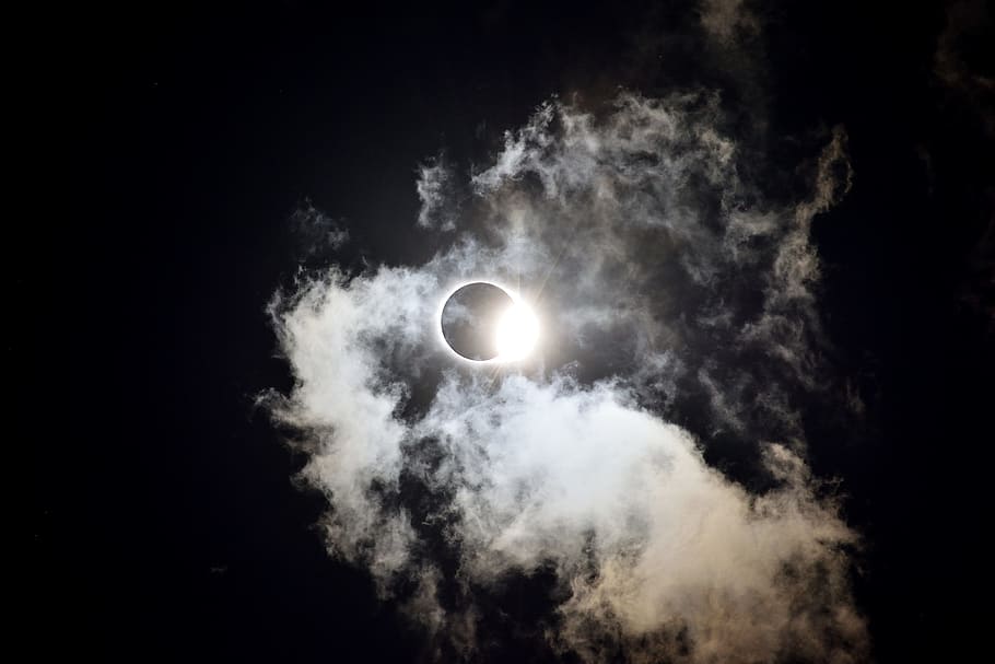 HD wallpaper: solar eclipse phenomenon, moon, sun, cloud, cloudscape ...