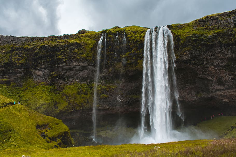 Photo of Waterfalls during Cloudy Sky, 4k wallpaper, cascade HD wallpaper