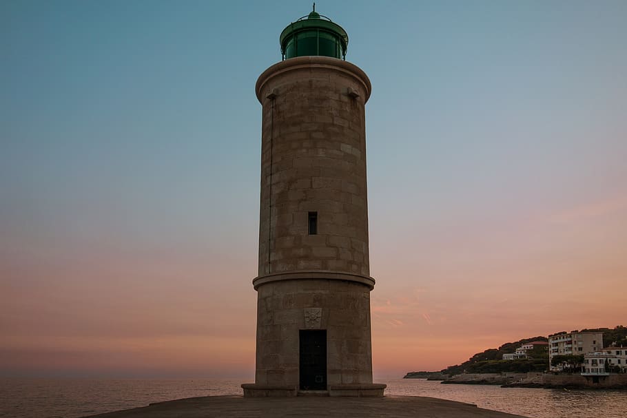 brick lighthouse, architecture, building, tower, beacon, control tower HD wallpaper