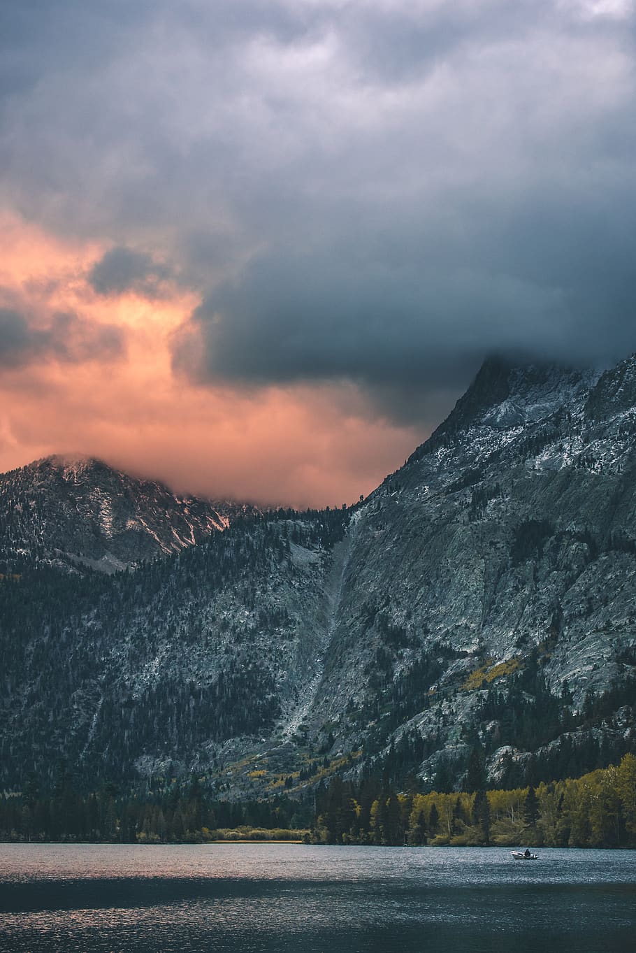 white clouds covering grey mountains, mountain range, outdoors HD wallpaper