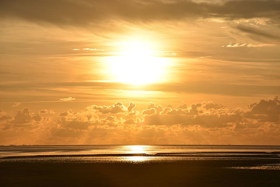 sun, sunset, sky, mood, dusk, atmospheric, clouds, nature, orange HD wallpaper