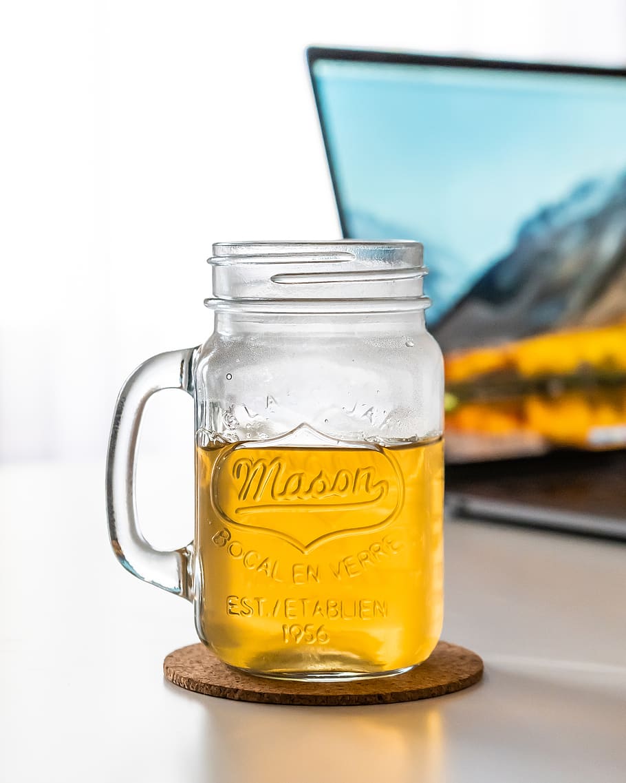 HD wallpaper: clear mason jar with handle, jug, glass, beverage, drink, stein - Wallpaper Flare