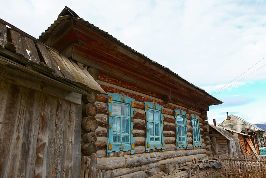 aged, architectural, cabin, carving, country, countryside, day HD wallpaper