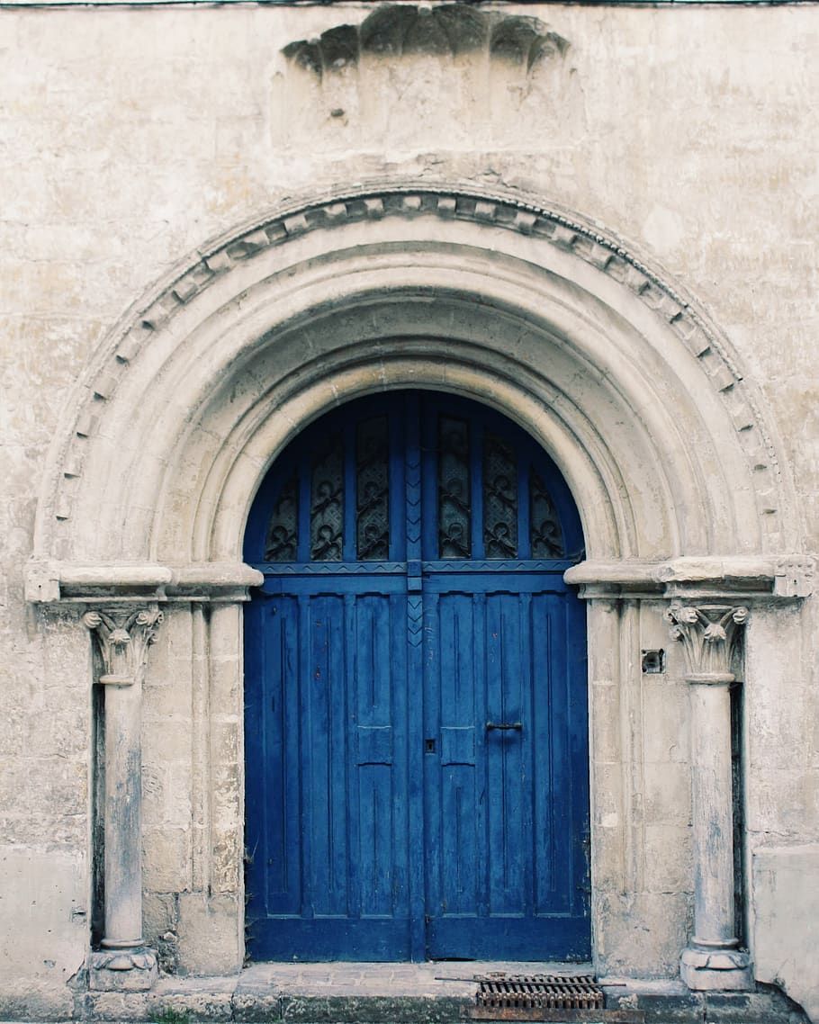 path, walkway, cambrai, blue, door, building, architecture HD wallpaper