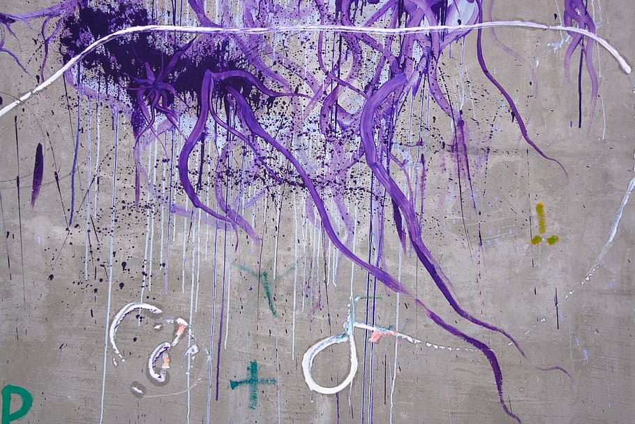 graffiti, wall, paint, purple, background, old, distressed, HD wallpaper