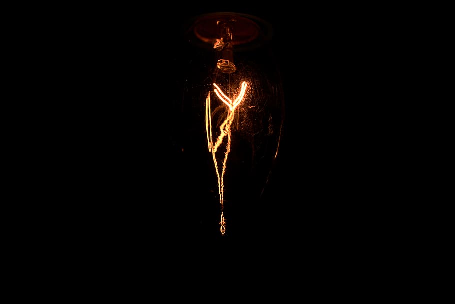 dark, night, bulb, light, indoors, black background, no people HD wallpaper