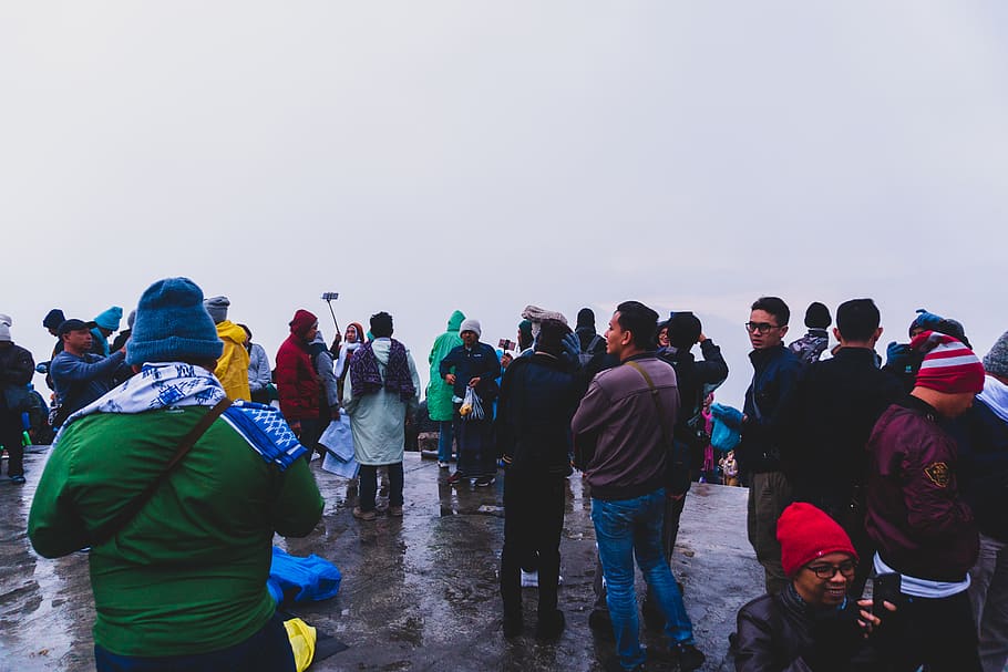 Group of People Standing Near Fog, bonnet, crowd, crowded, human HD wallpaper