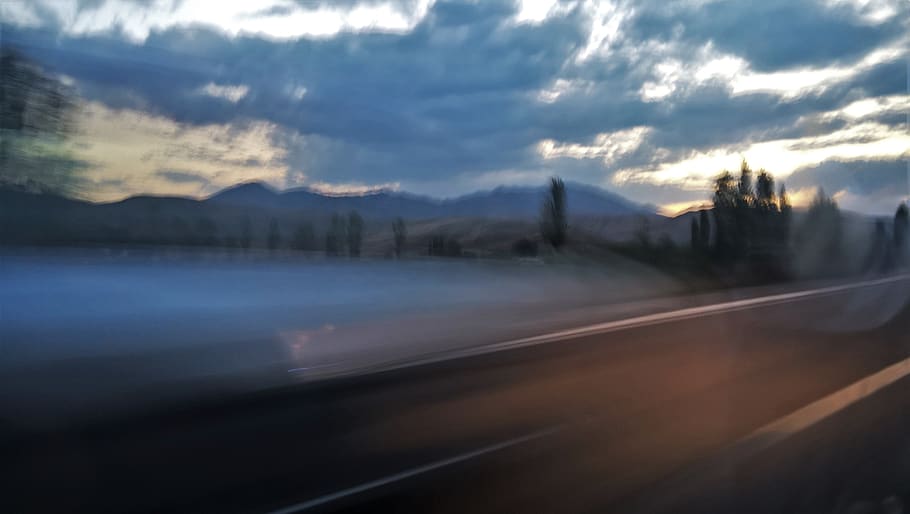 motion, car, drive, landscape, blured, long exposure, slow shot HD wallpaper