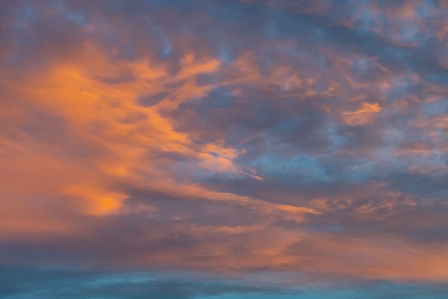 White and Orange Clouds, bright, cloudscape, cloudy, color, dawn HD wallpaper