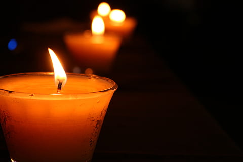 candles, orange, fire, flame, wax, winter, gloomy, death, funeral HD wallpaper