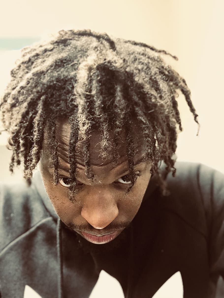 Man's Black Dreadlocks Hair, close-up, eyes, face, facial expression HD wallpaper