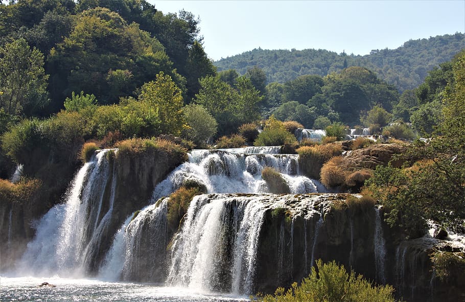 park krka, croatie, croatia, nature, river, water, waterfall
