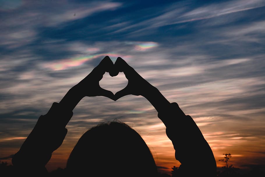 thailand, sky, heart shape, cloud - sky, sunset, love, silhouette HD wallpaper