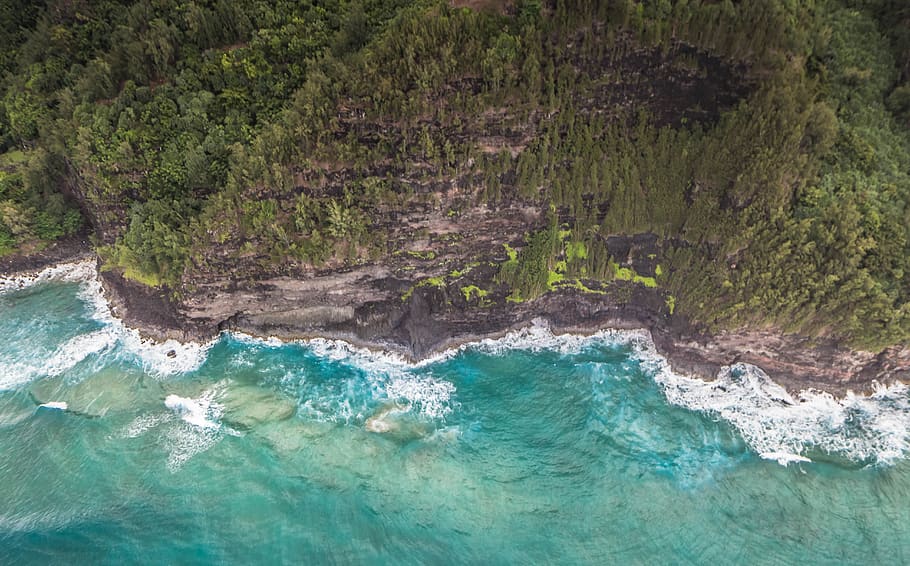napali coast, kauai, hawaii, nature, water, sea, beauty in nature, HD wallpaper