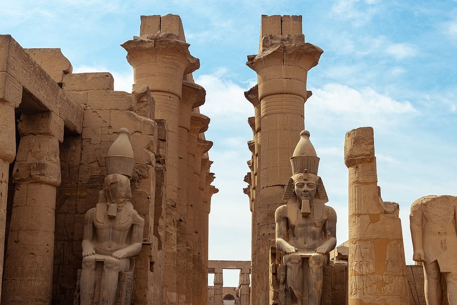 temple, luxor, egypt, sculpture, pharaoh, archeology, monument, HD wallpaper