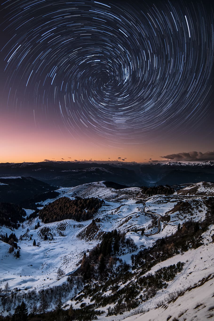 snow covered mountain, long exposure, space, scenics - nature HD wallpaper
