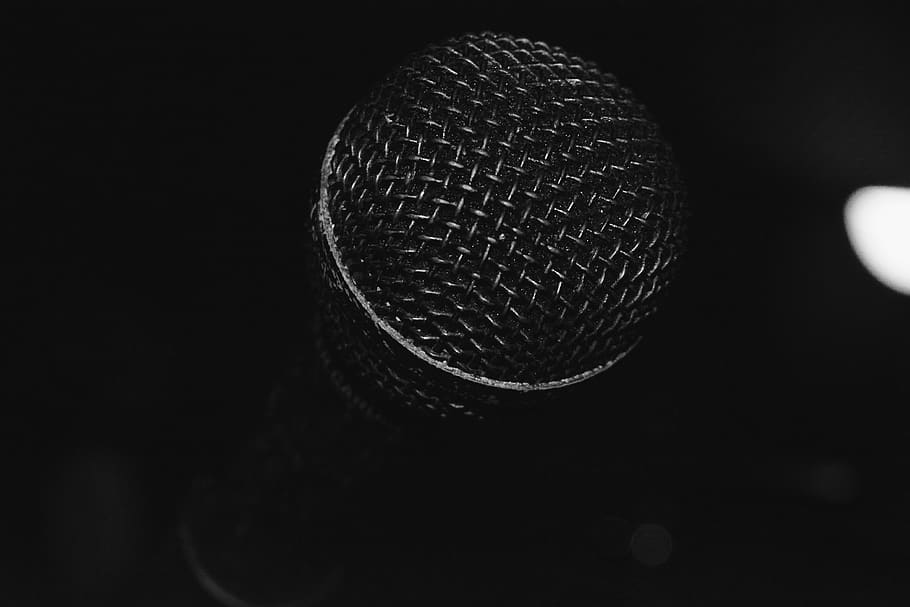 microphone, studio, music, singing, black and white, recording HD wallpaper