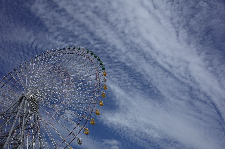 japan, ōsaka-shi, kaiyukan west pier, wheel, amusement park ride, HD wallpaper