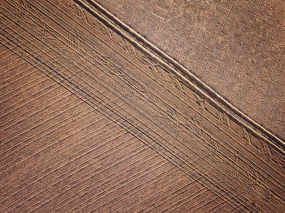 brown wooden surface, field, pattern, soil, texture, aerial view HD wallpaper