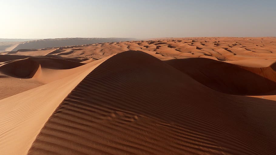 dune, desert, oman, sunset, dunes, landscape, sand, sand dune HD wallpaper